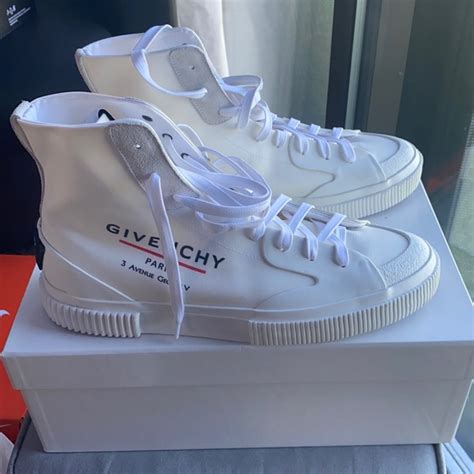 givenchy tennis light high-top canvas sneakers|givenchy white and grey sneakers.